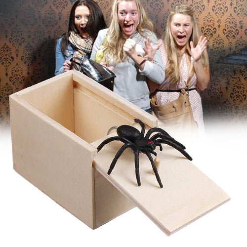 Wooden Prank Spider Scare Box  Joke